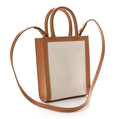 Celine Canvas Calfskin Mini Vertical Cabas Natural Tan 3 of 7