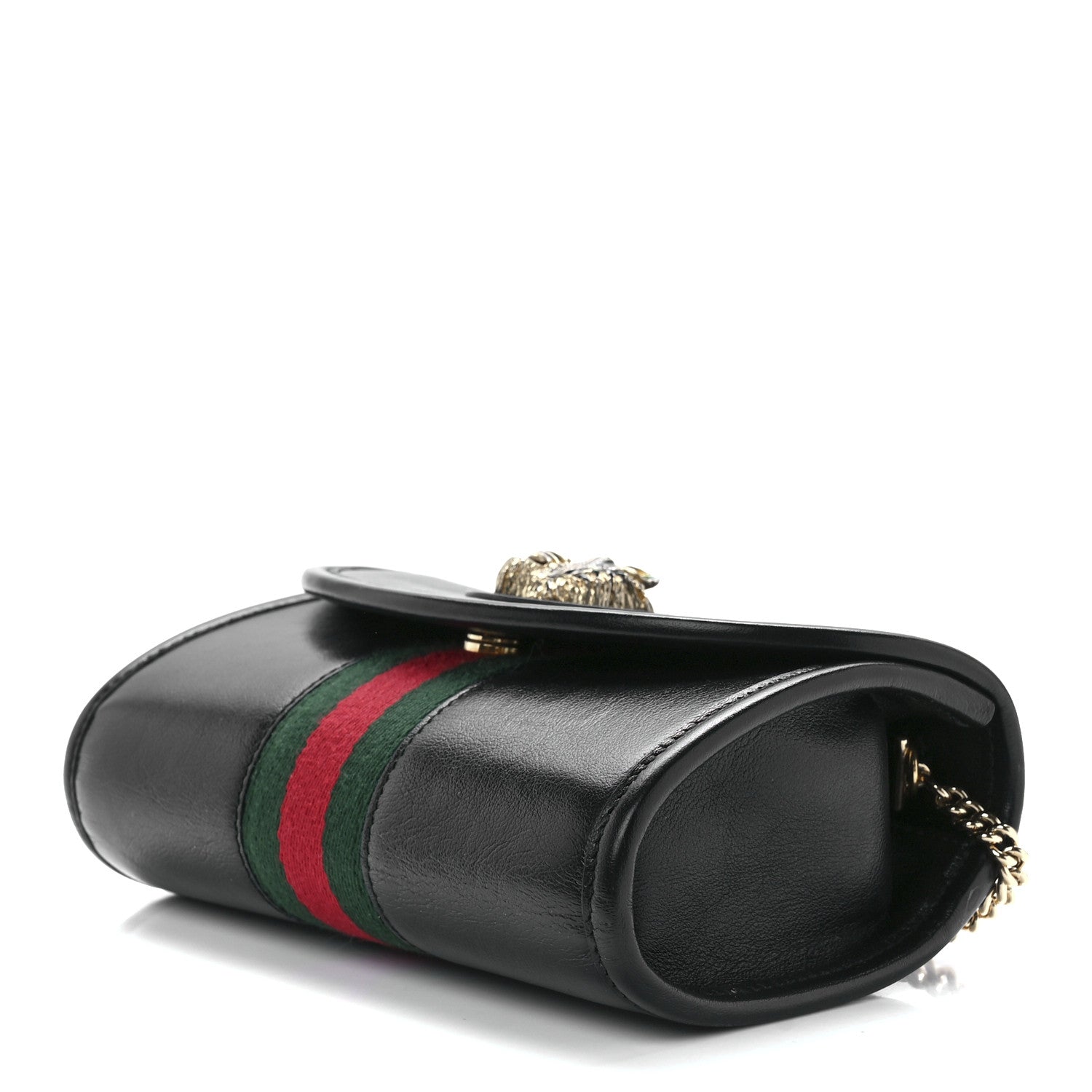 Gucci Textured Calfskin Web Mini Rajah Slim Flap Shoulder Bag Black 9 of 12