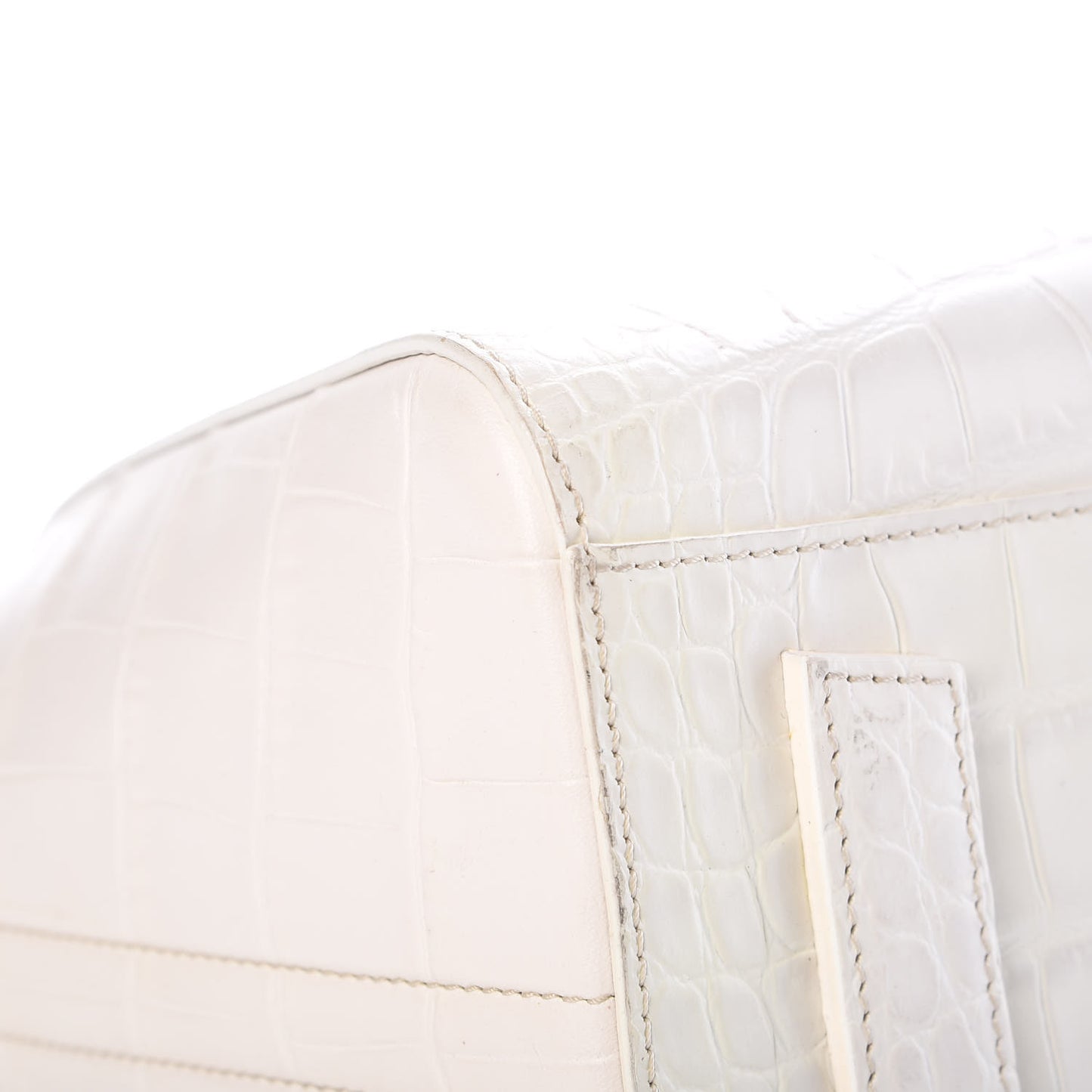 Calfskin Crocodile Embossed Small Antigona White