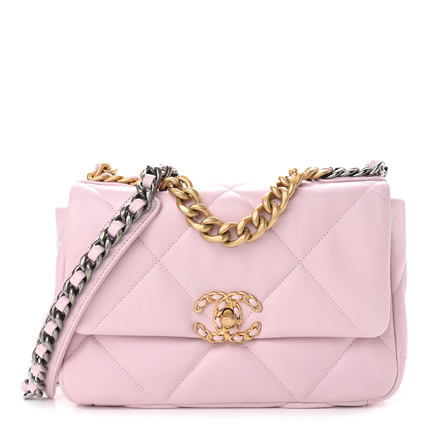 Lambskin Quilted Medium Chanel 19 Flap Light Pink