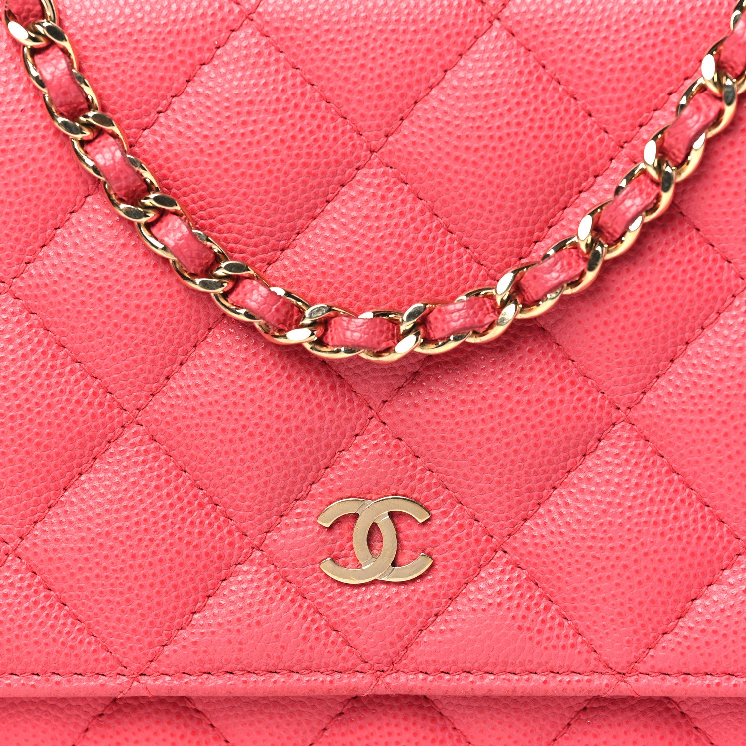 Chanel Caviar Quilted Wallet on Chain WOC Pink 9 of 14