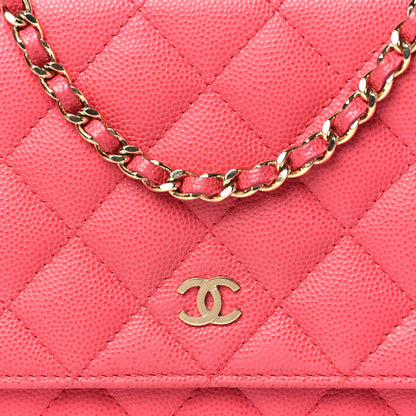 Chanel Caviar Quilted Wallet on Chain WOC Pink 9 of 14