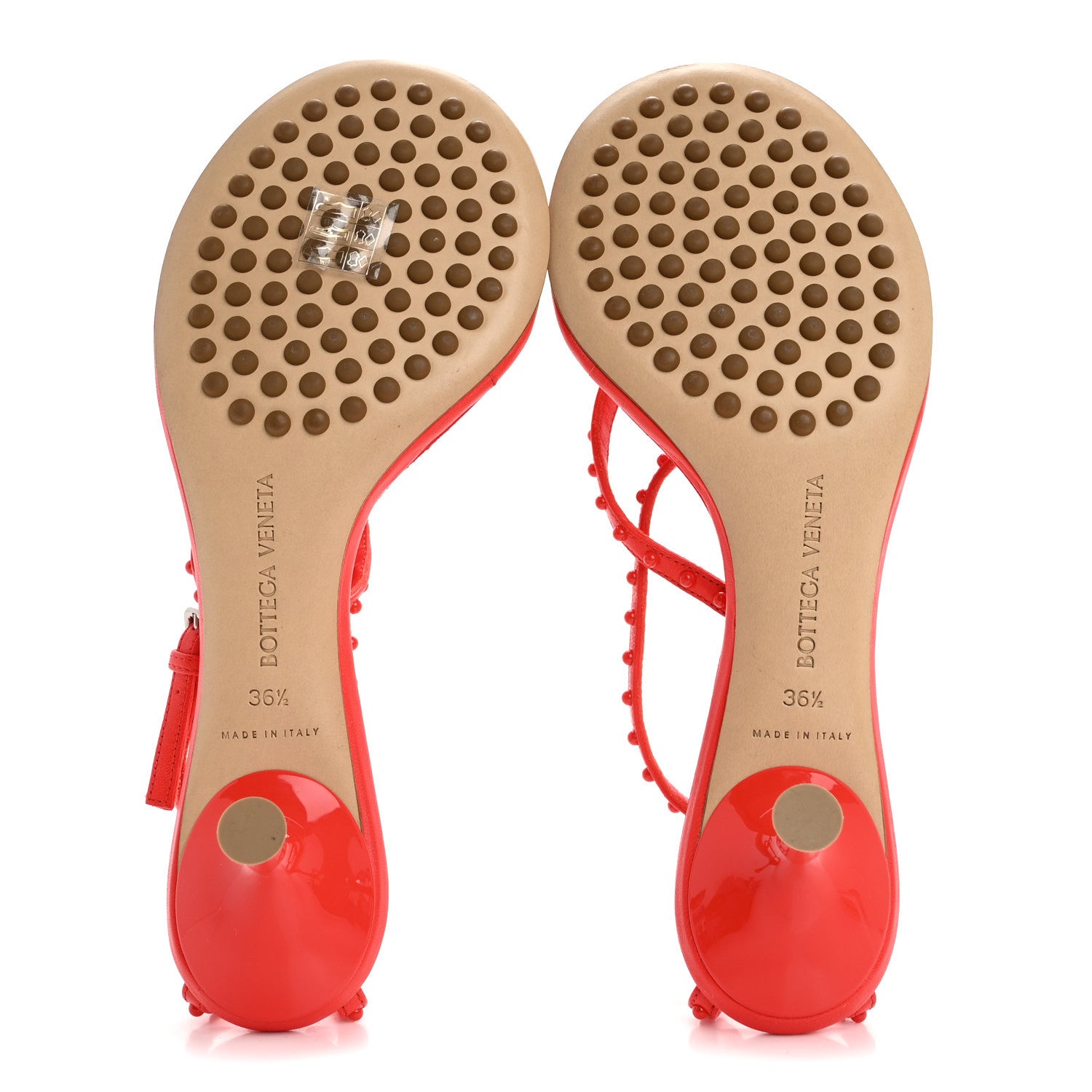 Bottega Veneta Calfskin Dot Sandals 36.5 Red 6 of 8
