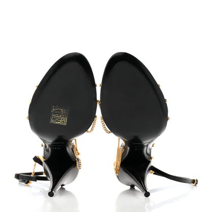 Saint Laurent Calfskin Chain Cristal Sandals 37.5 Black 5 of 7