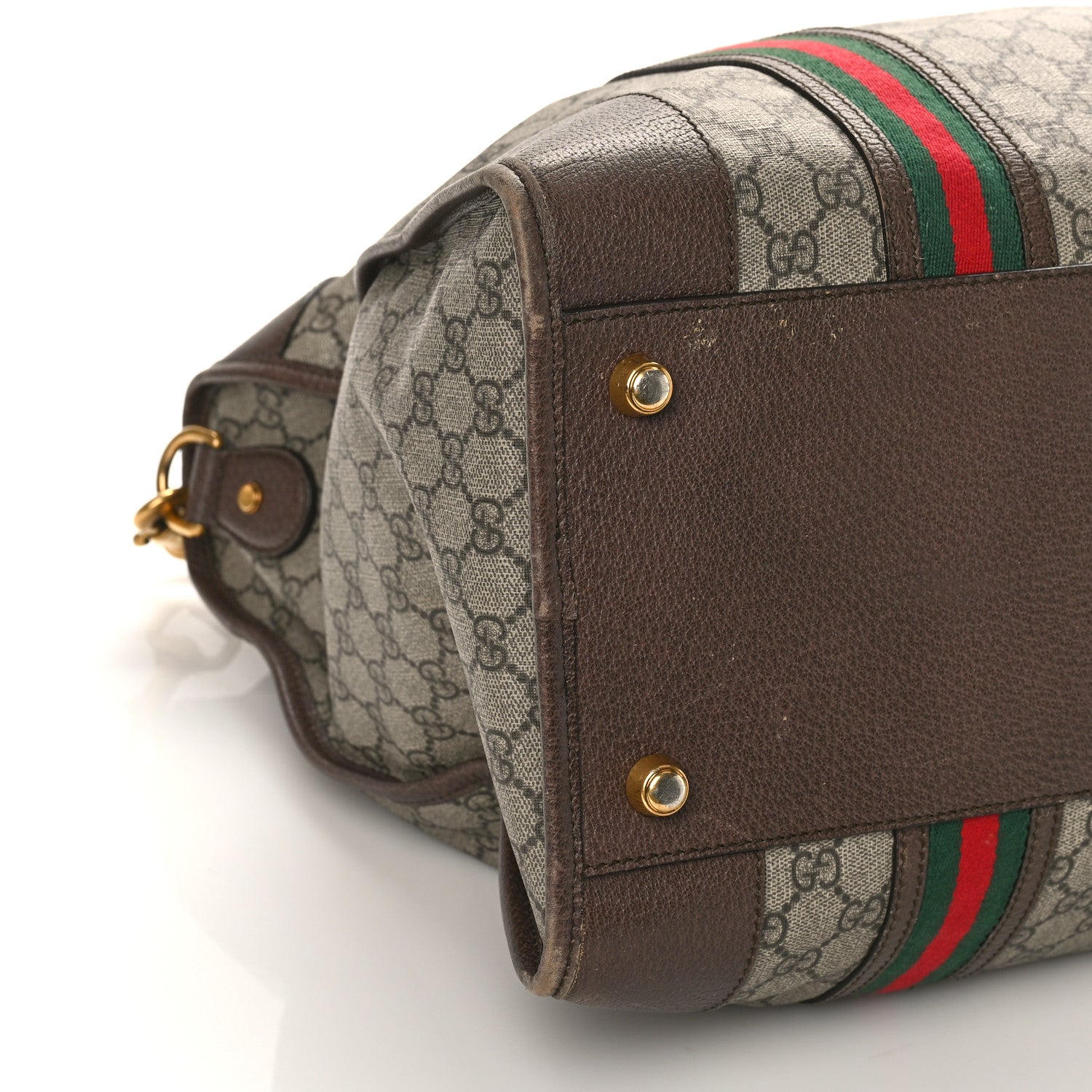 Gucci Soft GG Supreme Monogram Web Large Duffle Bag Beige New Acero Crop 8 of 30
