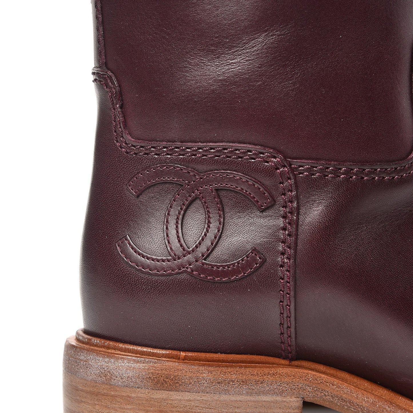 Calfskin CC Short Boots 37 Burgundy