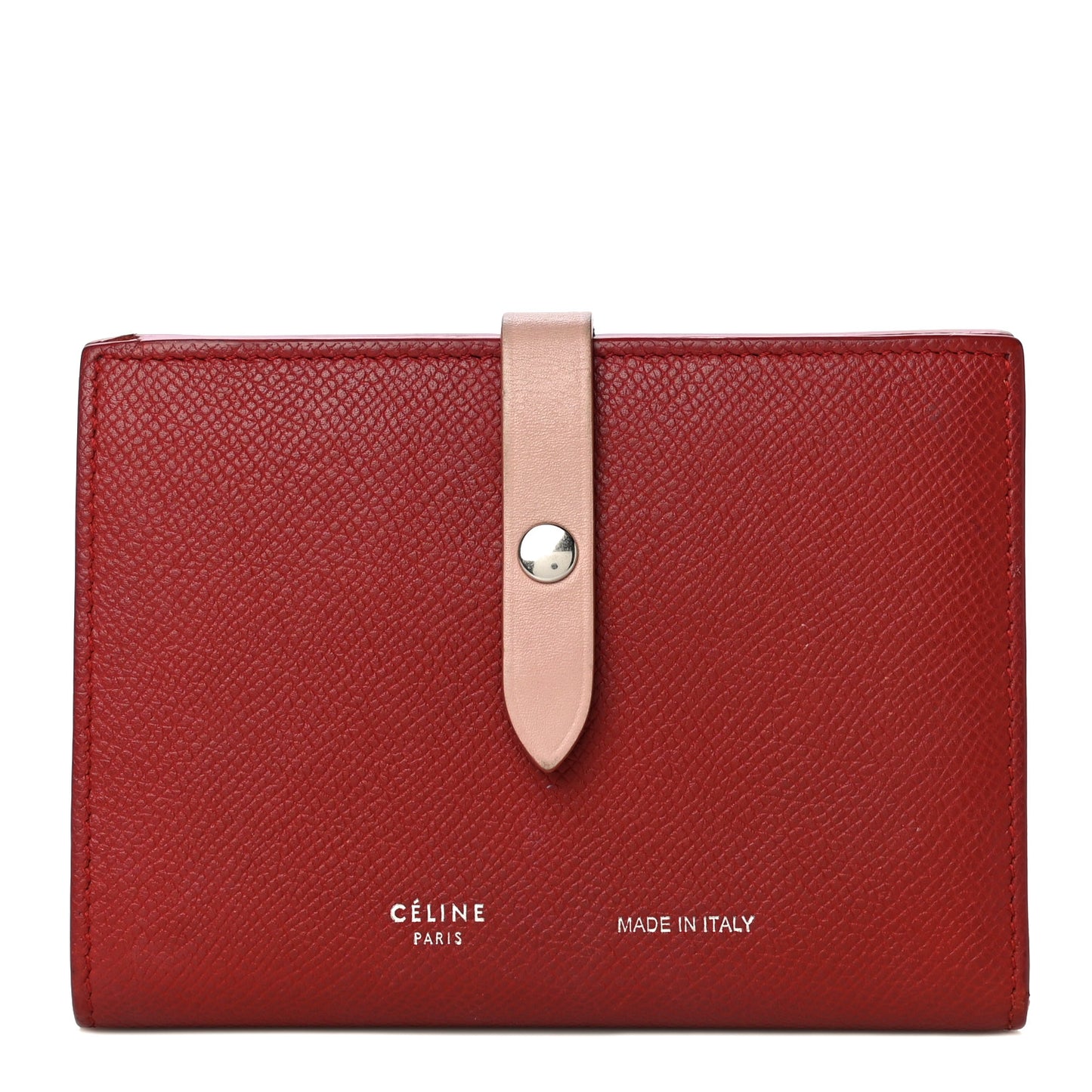 Grained Calfskin Medium Multifunction Strap Wallet Scarlet
