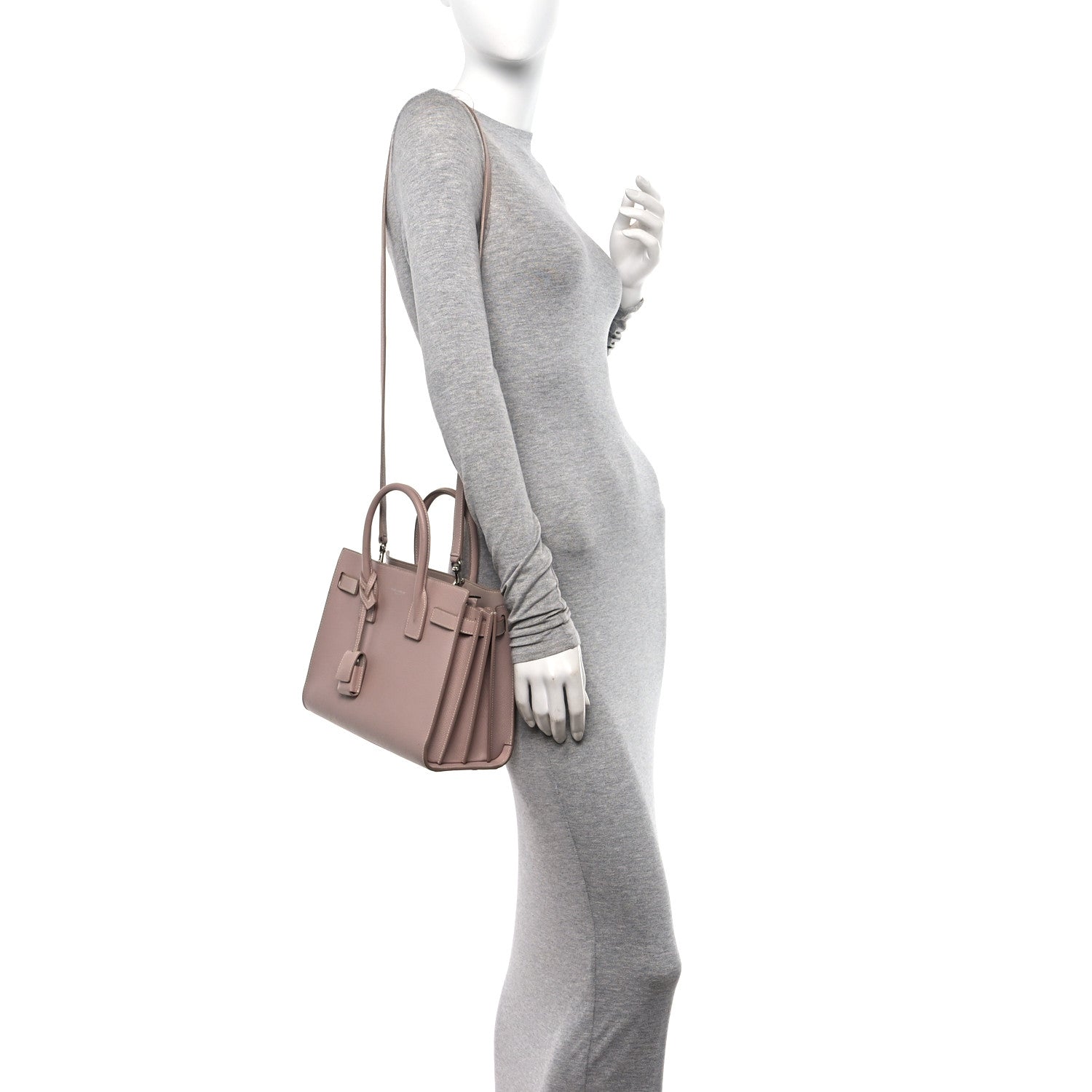 Saint Laurent Grained Calfskin Baby Sac De Jour Souple Rose 2 of 18