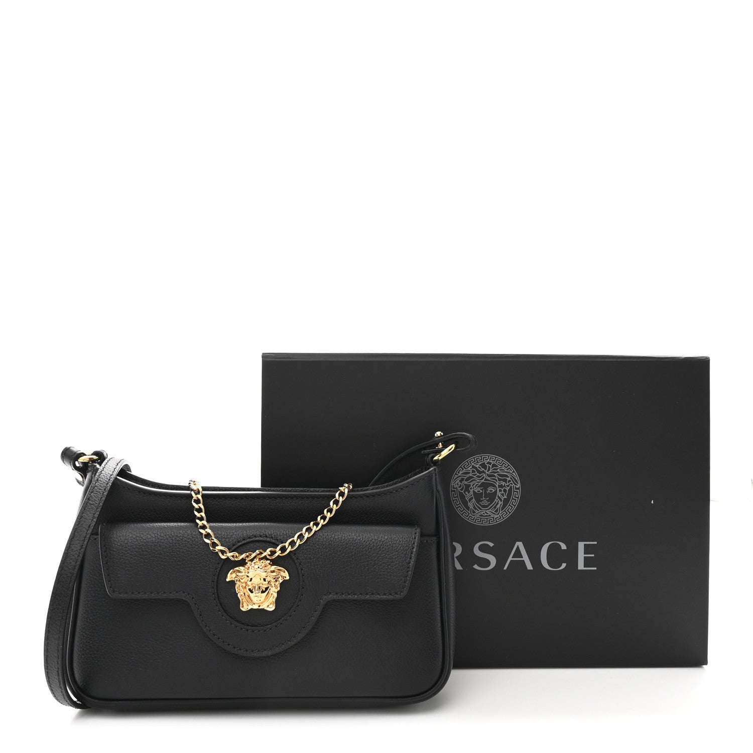 Versace Grained Calfskin La Medusa Mini Bag Black 11 of 11