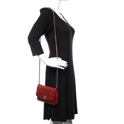 Chanel Patent Quilted Brilliant Wallet On Chain WOC Red 2 of 13