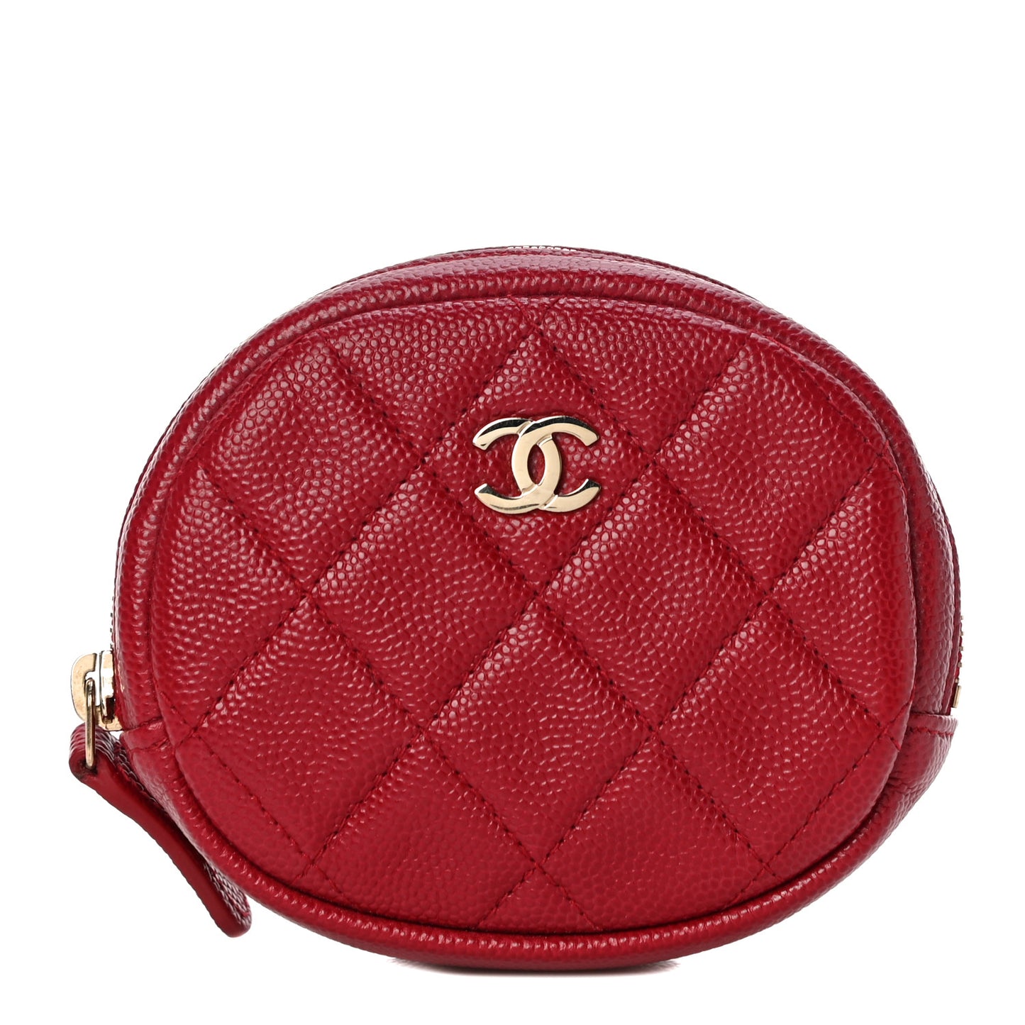 Caviar Quilted Zip Around Classic Coin Purse Red