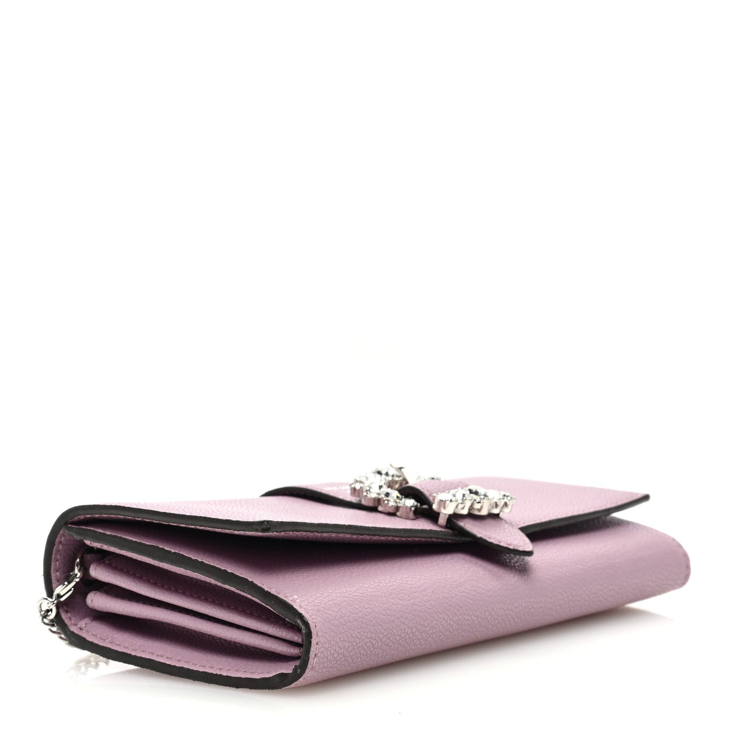 Satin Crystal Madeline Wallet On Chain Mauve