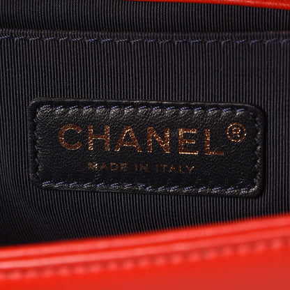 Chanel Lambskin Embossed Medium Boy Cube Flap Red 5 of 7