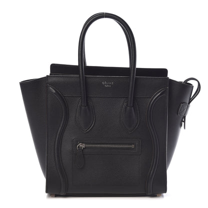 Celine Drummed Calfskin Micro Luggage Black 1 of 9