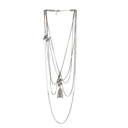 Chanel Crystal Pearl Multi Strand Chain CC Arrow Necklace Gold 3 of 6
