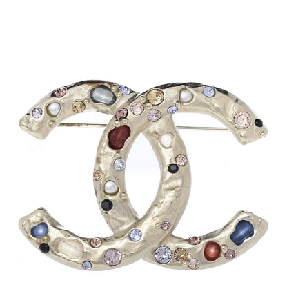 Chanel Crystal Pearl CC Brooch Gold 1 of 3
