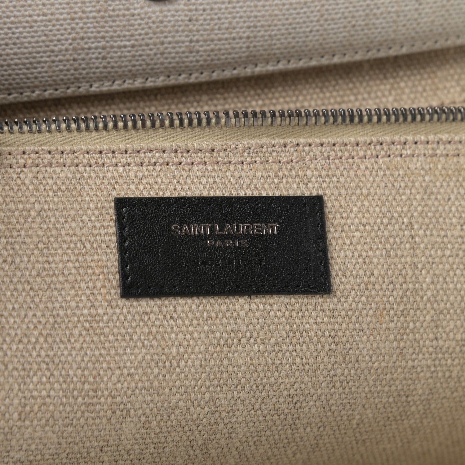 Saint Laurent Linen Calfskin Rive Gauche Tote Optic White 6 of 8