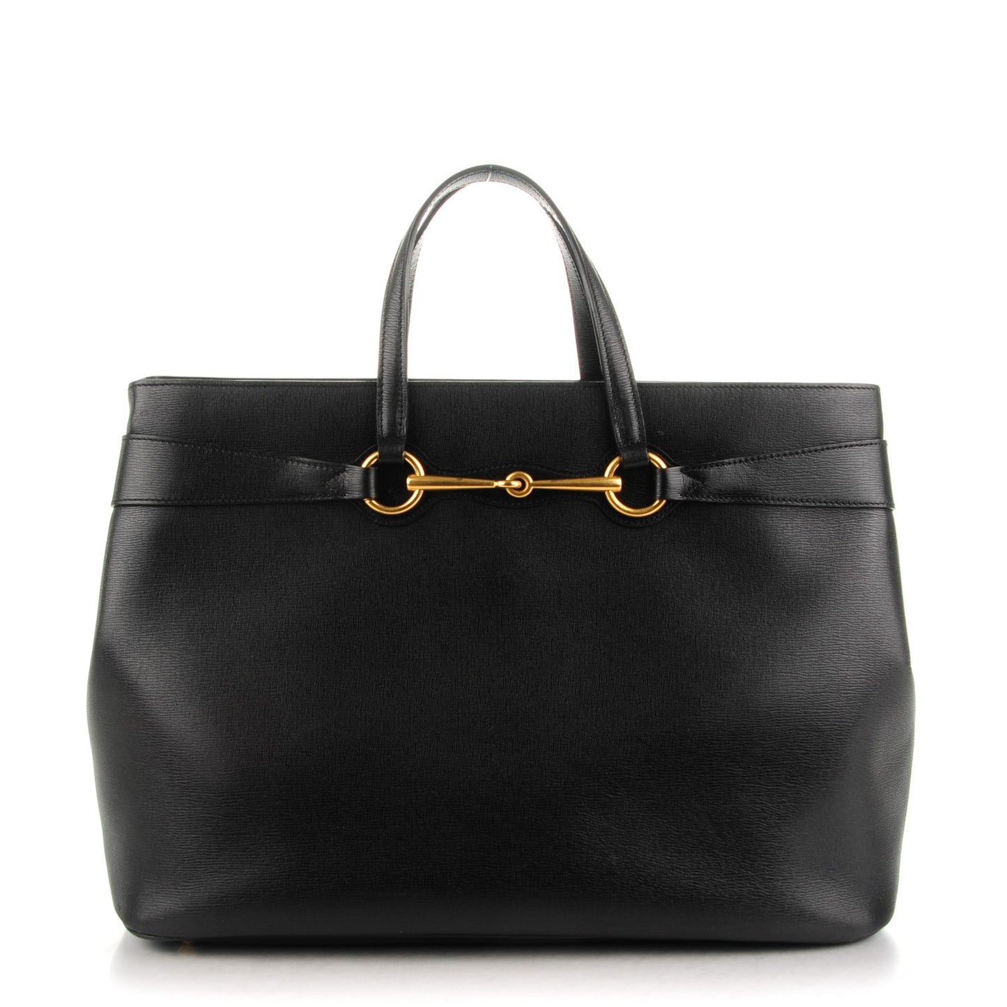 Textured Calfskin Large Bright Bit Tote Black