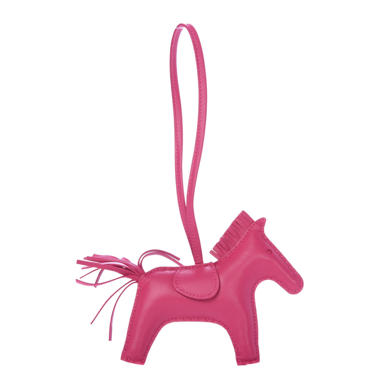 Hermes Milo Lambskin Grigri Rodeo Horse Bag Charm MM Rose Mexico 1 of 4