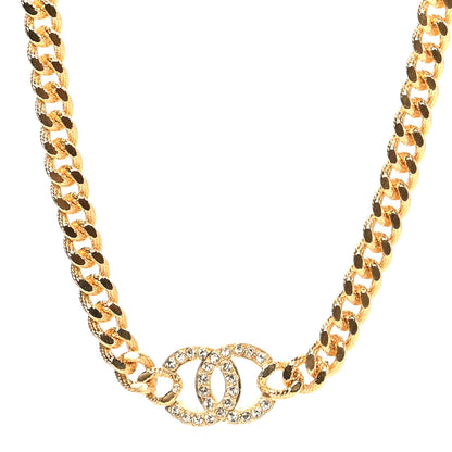 Chanel Crystal Chain Link CC Choker Necklace Gold 1 of 5