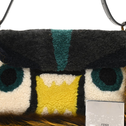 Fendi Shearling Calfskin Fox Fur Bugs Baguette Asphalto Multicolor 7 of 9