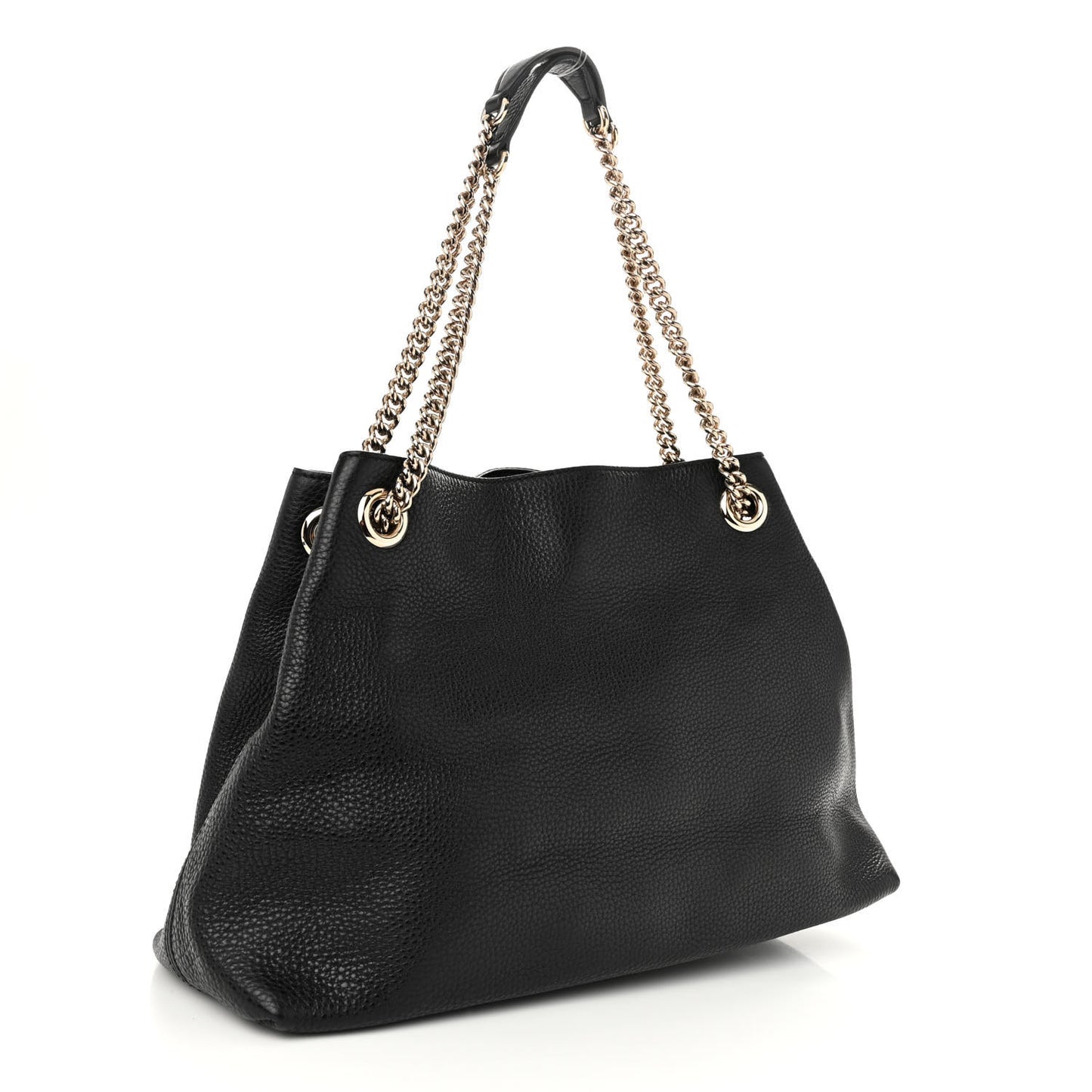 Pebbled Calfskin Medium Soho Chain Shoulder Bag Black