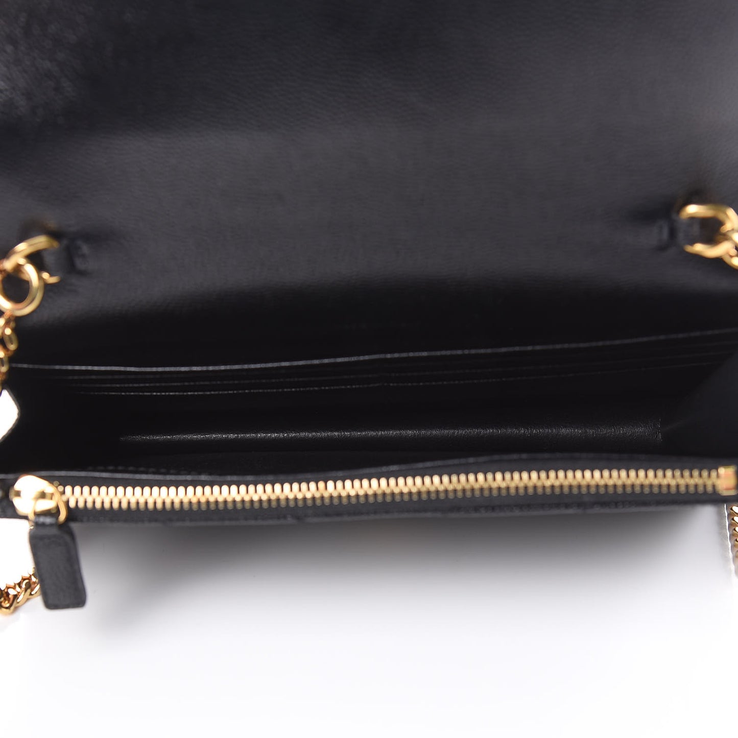 Grain De Poudre Matelasse Chevron Monogram Envelope Chain Wallet Black