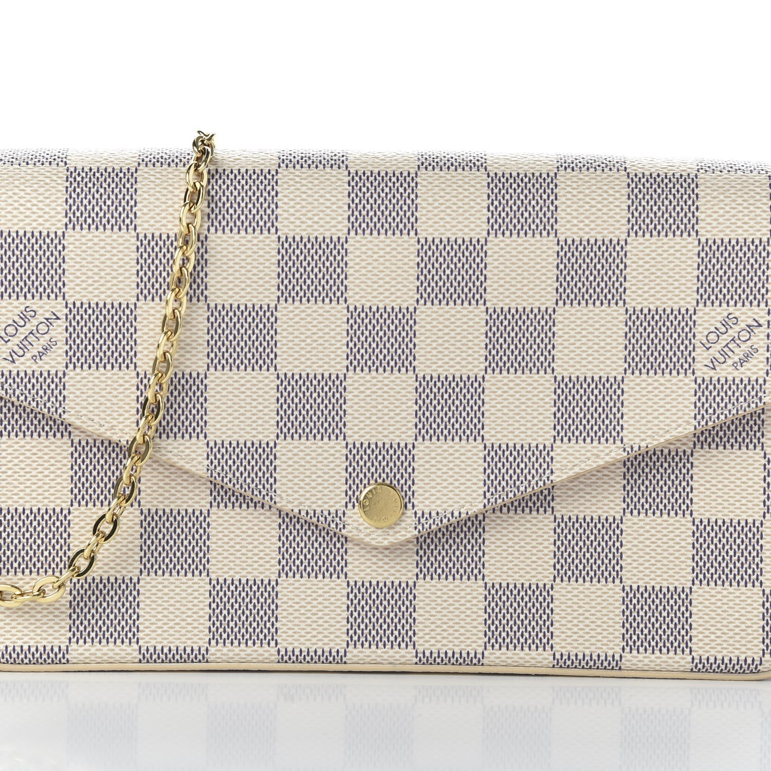 Louis Vuitton Damier Azur Pochette Felicie Chain Wallet Rose Ballerine 9 of 10