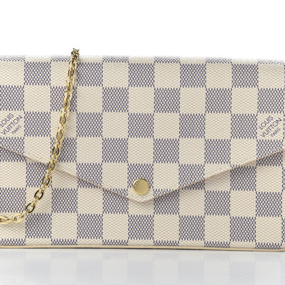 Louis Vuitton Damier Azur Pochette Felicie Chain Wallet Rose Ballerine 9 of 10