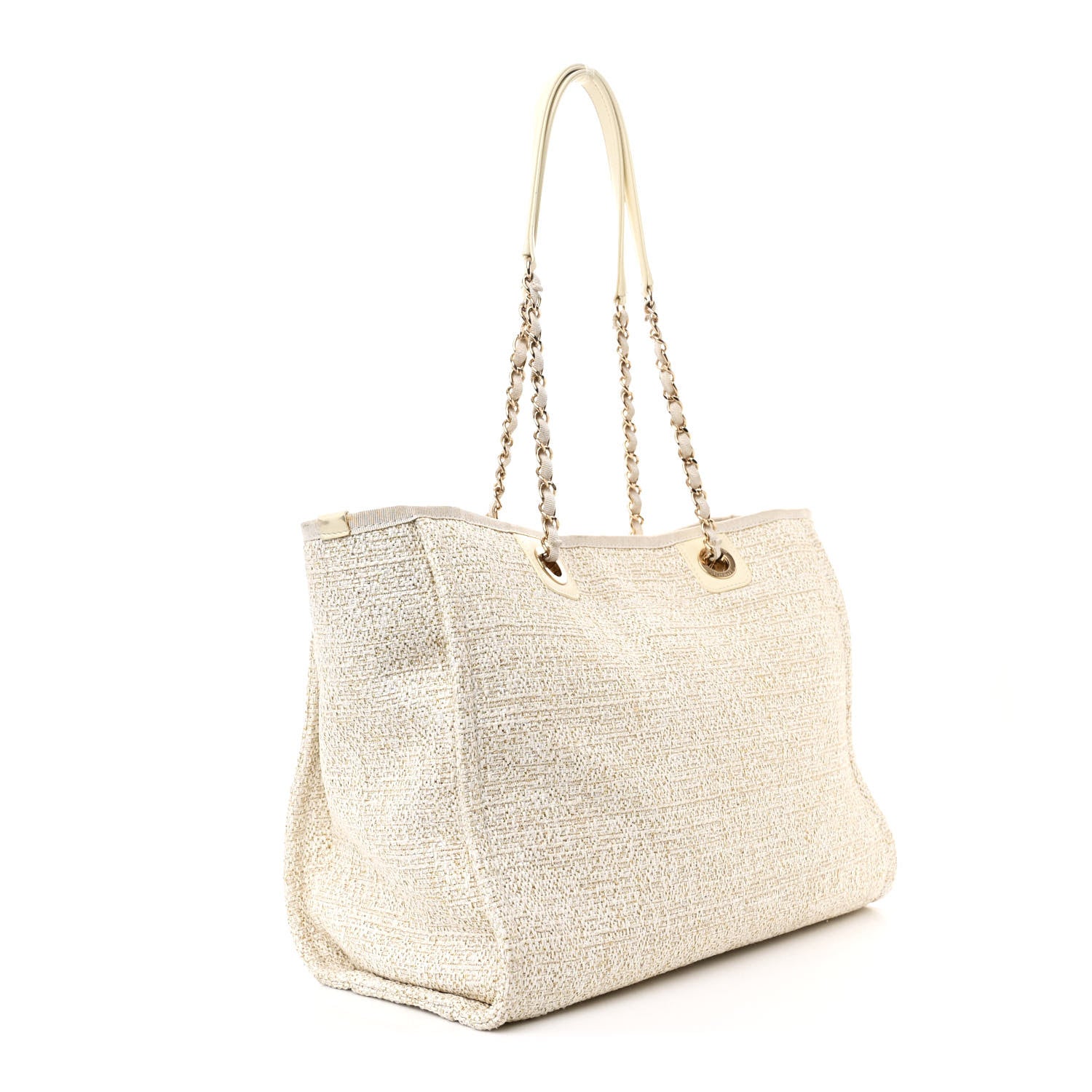Chanel Woven Straw Raffia Small Deauville Tote Light Beige 3 of 11