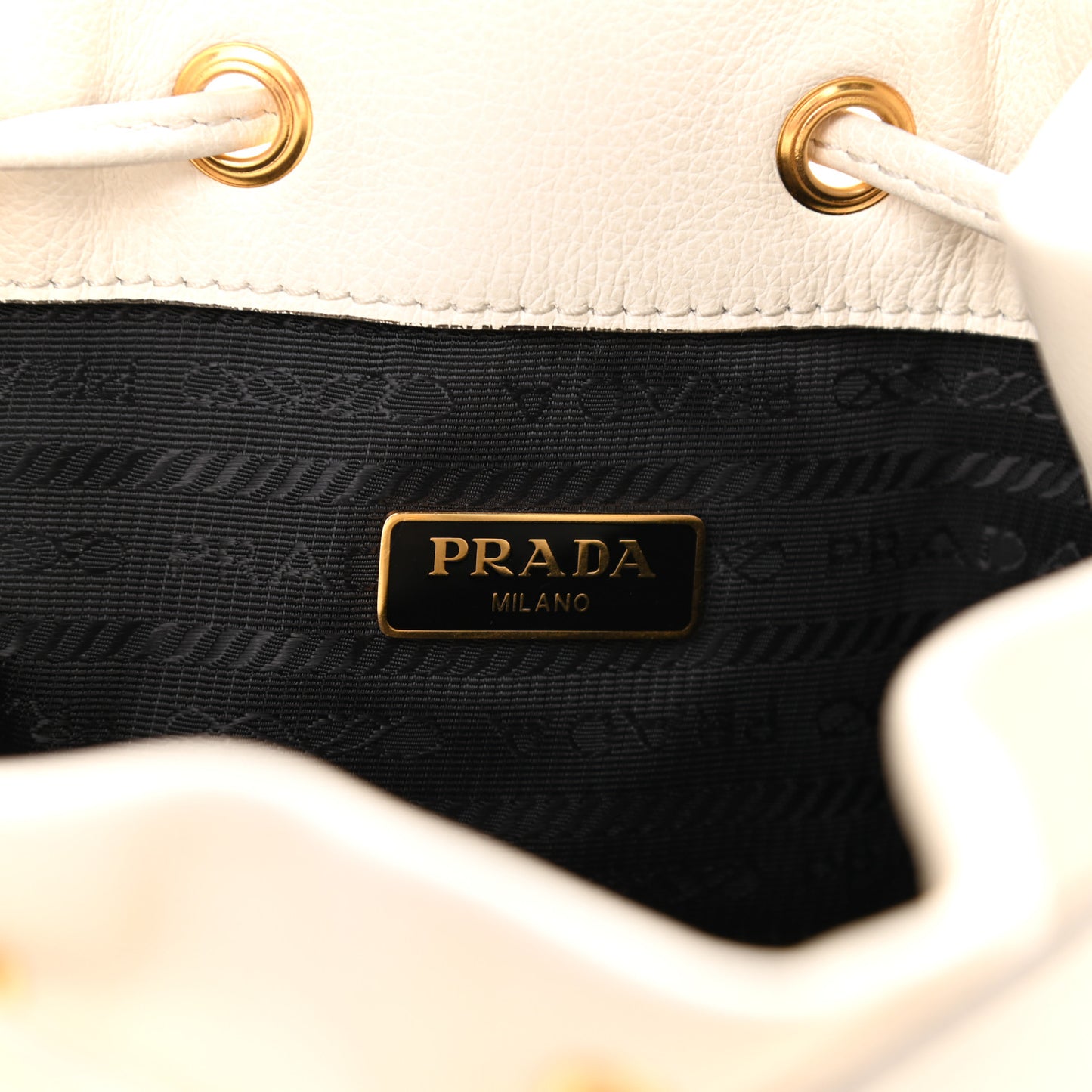 Glace Calfskin Logo Mini Bucket Crossbody Bag White