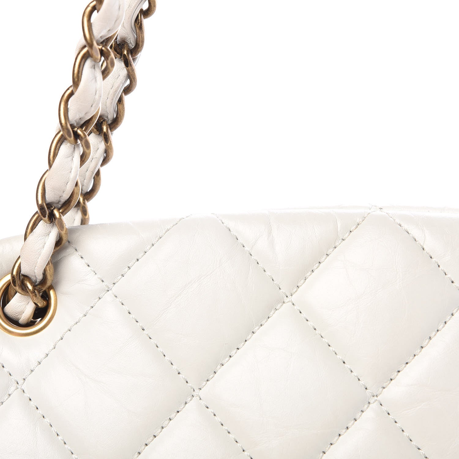 Chanel Aged Calfskin Quilted Medium Just Mademoiselle Bowling Bag White 9 of 15