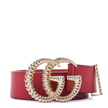 Gucci Moon Calfskin Torchon Double G 40mm Belt 80 32 Hibiscus Red 1 of 9