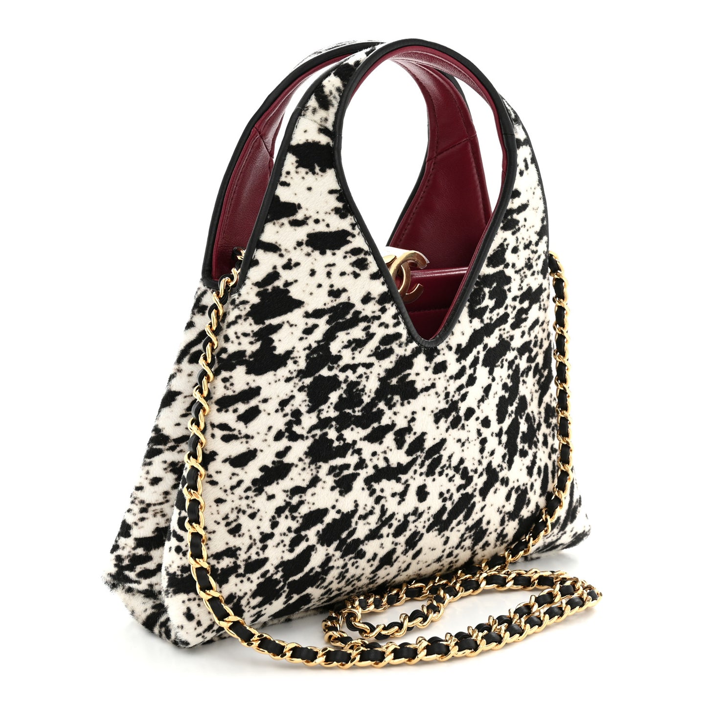 Pony Hair Printed Chic Lady Small Shopping Tote White Black
