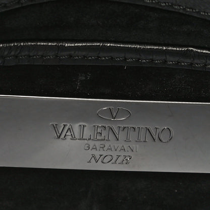 Valentino Garavani Craquele Calfskin Small Guitar Strap Rockstud Rolling Shoulder Flap Bag Black 6 of 11