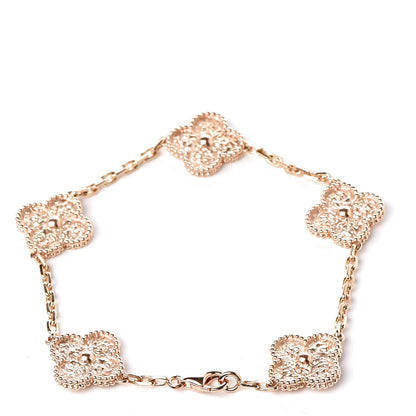 Van Cleef & Arpels 18K Rose Gold 5 Motifs Vintage Alhambra Bracelet 3 of 6
