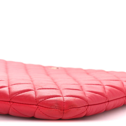 Chanel Lambskin Quilted Large Cosmetic Case Red 10 of 16