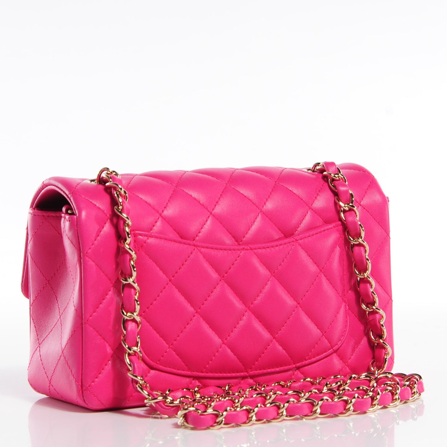 Lambskin Quilted Mini Rectangular Flap Dark Pink