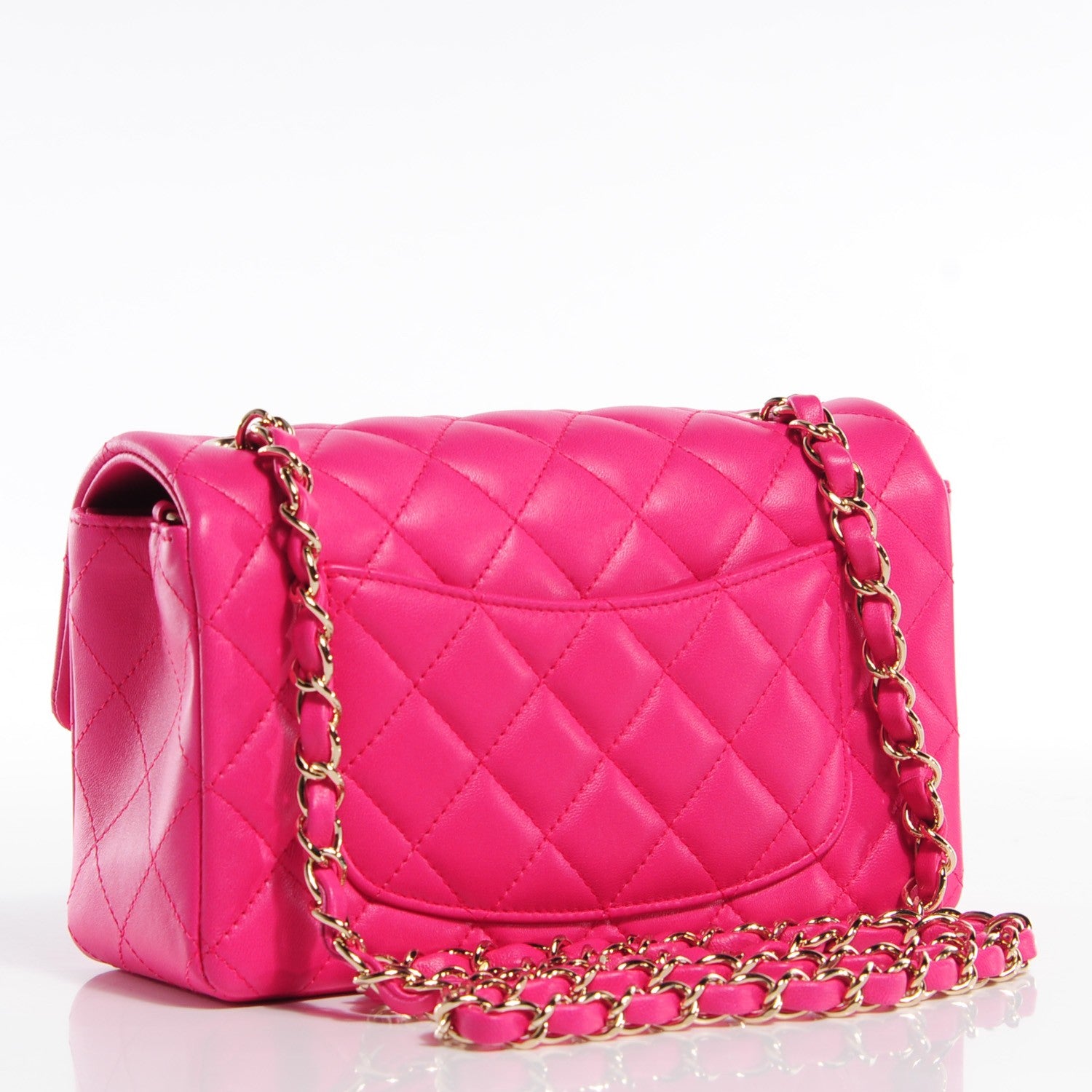 Chanel Lambskin Quilted Mini Rectangular Flap Dark Pink 3 of 9