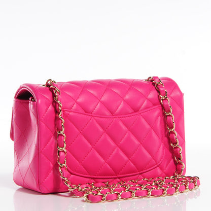 Chanel Lambskin Quilted Mini Rectangular Flap Dark Pink 3 of 9