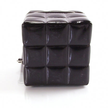 Chanel Patent Camelia Rubiks Cube Wristlet Black 4 of 9