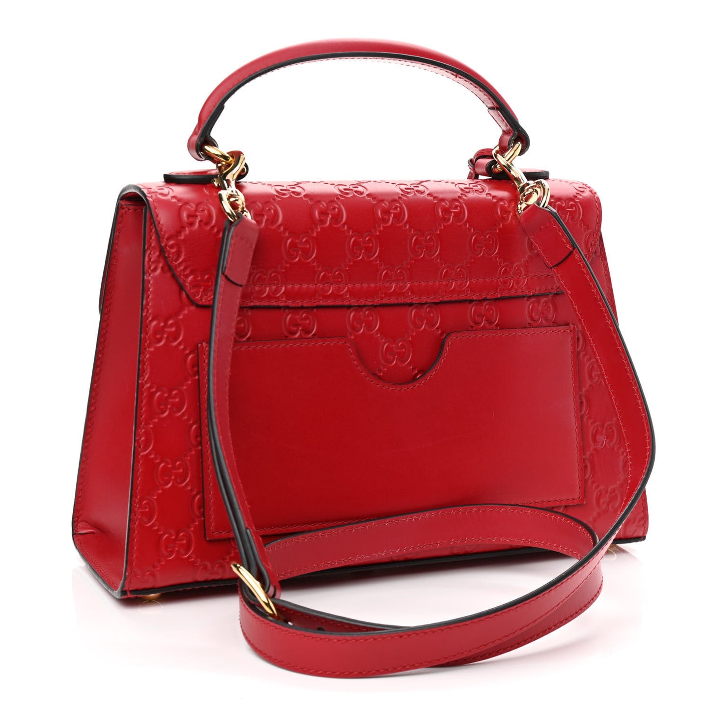 Guccissima Signature Small Padlock Top Handle Bag Hibiscus Red