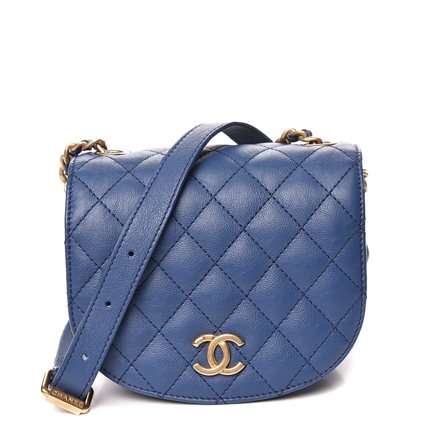 Chanel Calfskin Quilted Small Messenger Flap Blue 1 of 11