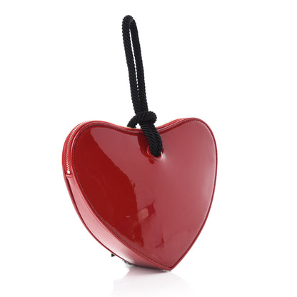 Saint Laurent Patent Sac Coeur Heart Shaped Clutch Red 3 of 6