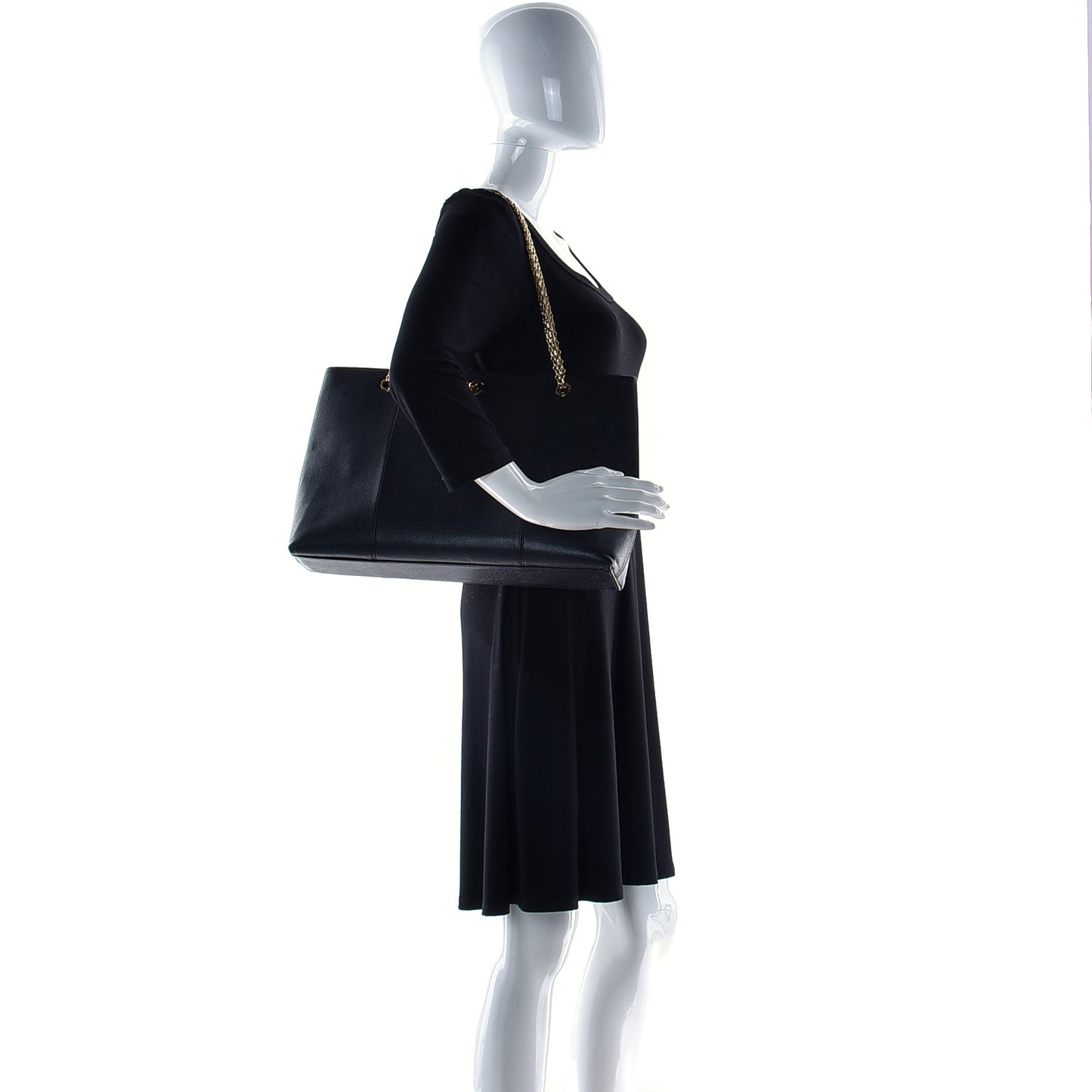 Grained Calfskin Bijoux Chain Shoulder Bag Black
