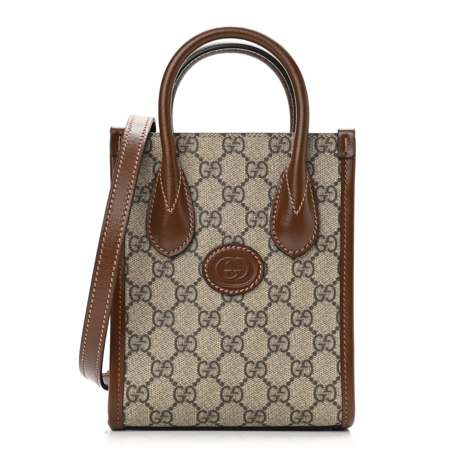 Gucci GG Supreme Monogram Azalea Calfskin Mini Retro Interlocking G Tote Bag Beige Ebony Brown Sugar 1 of 11
