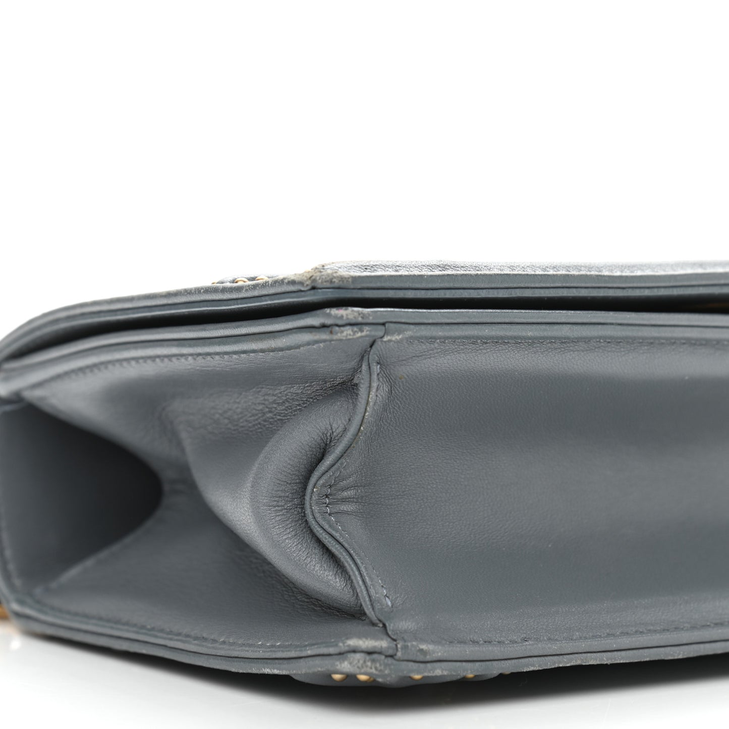 Calfskin Studded Small Diorama Flap Bag Grey