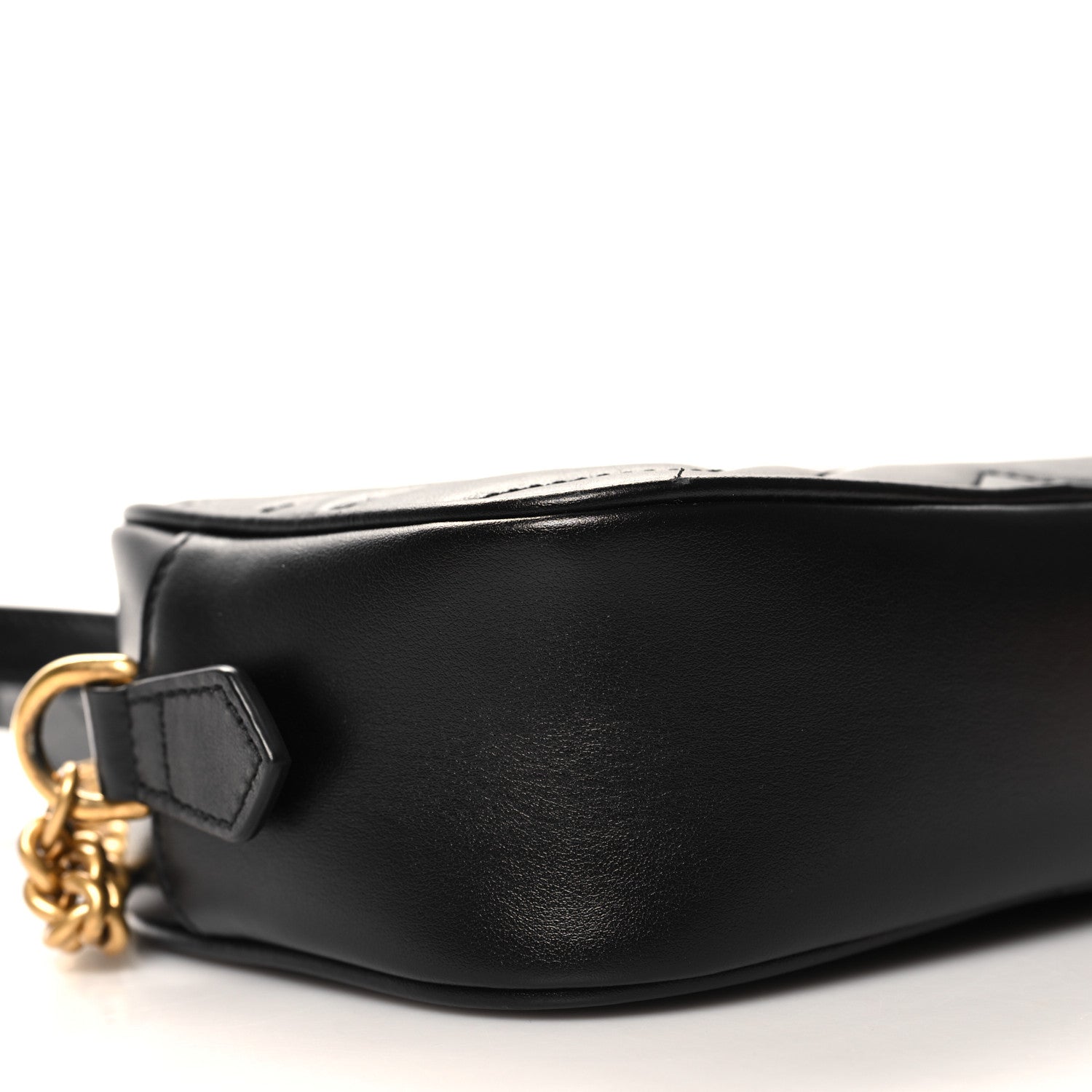 Gucci Calfskin Matelasse Mini GG Marmont Chain Shoulder Bag Black 9 of 11