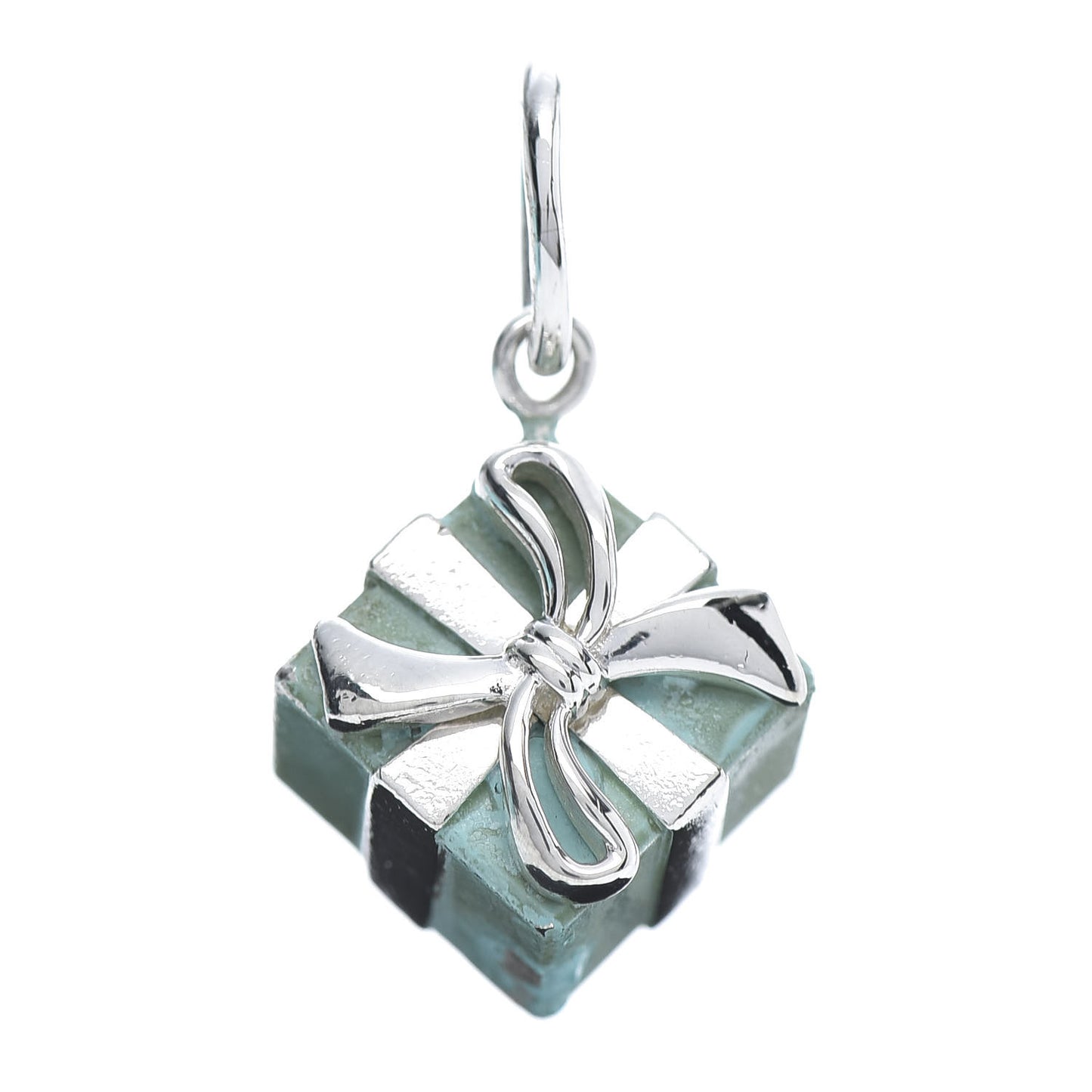 Sterling Silver Enamel Gift Box Charm Blue