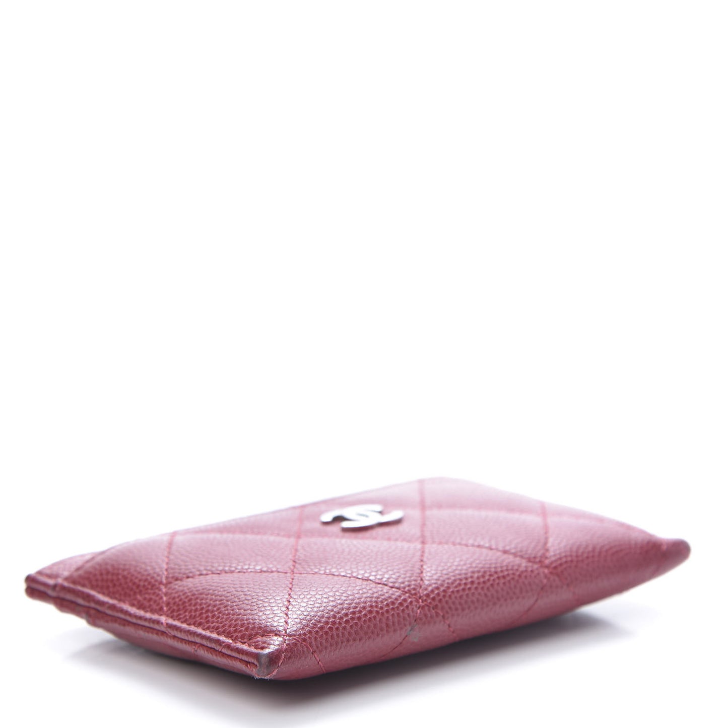 Caviar Quilted Card Holder Dark Pink